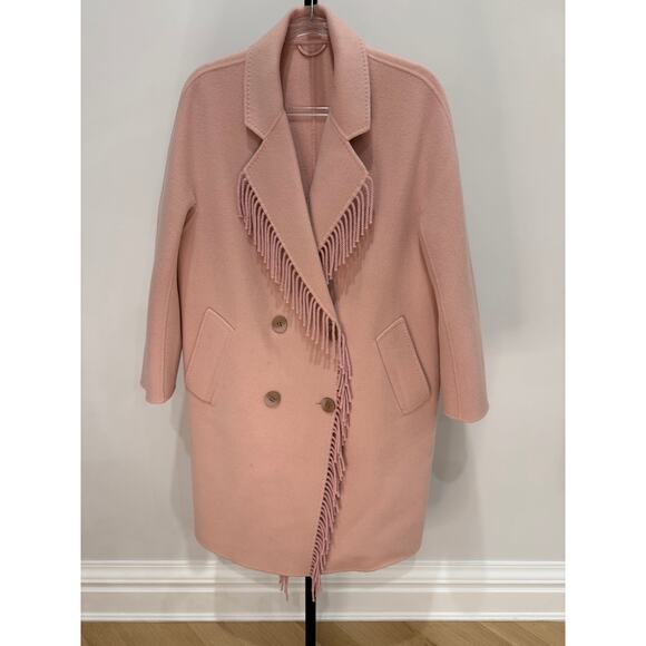 LoveShackFancy Mark Miller Cashmere Fringe Coat in Pink -Womens Small - Picture 2 of 8